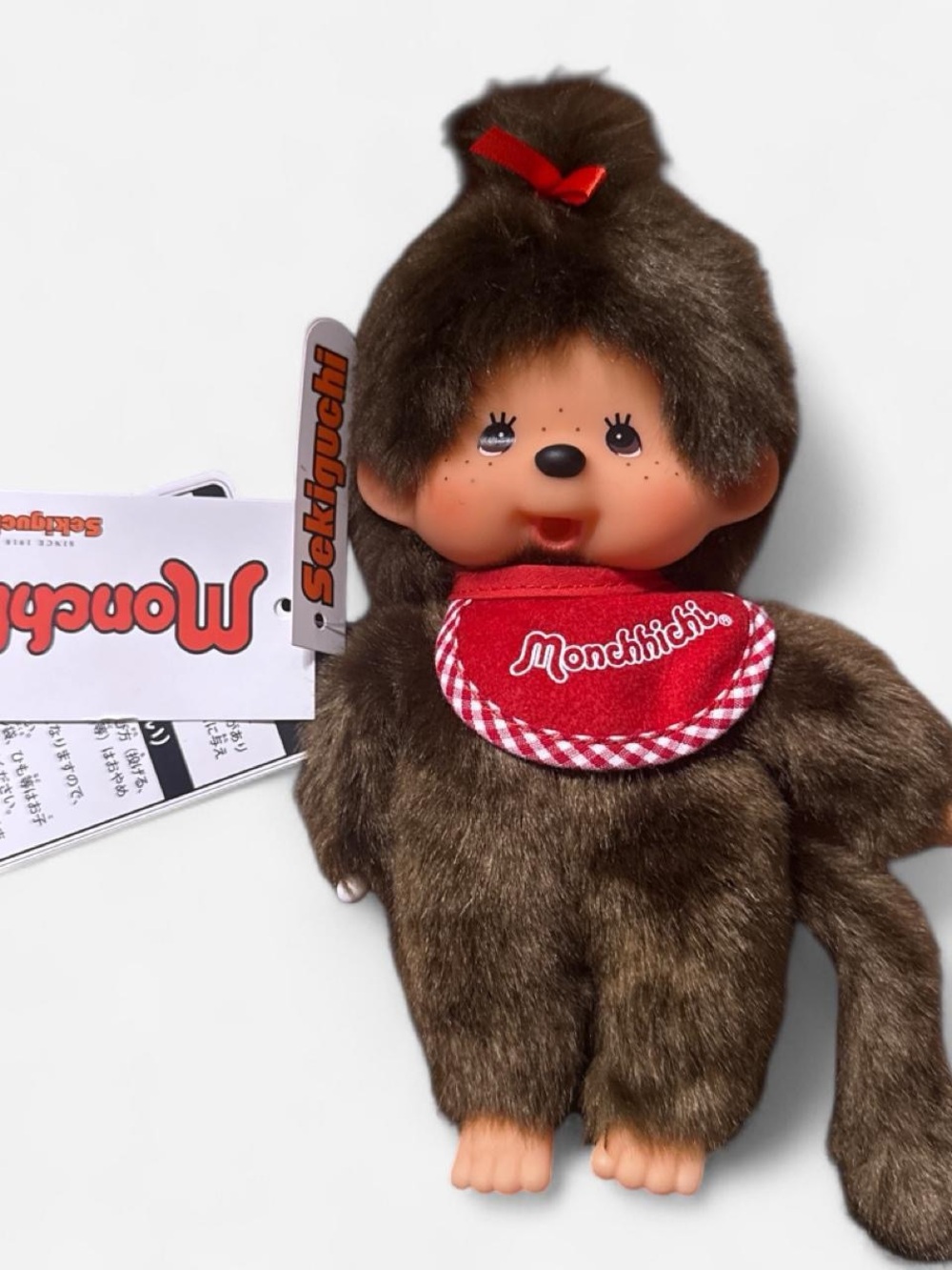Monchhichi Brown Plush with Red Bib - Kids Accessory